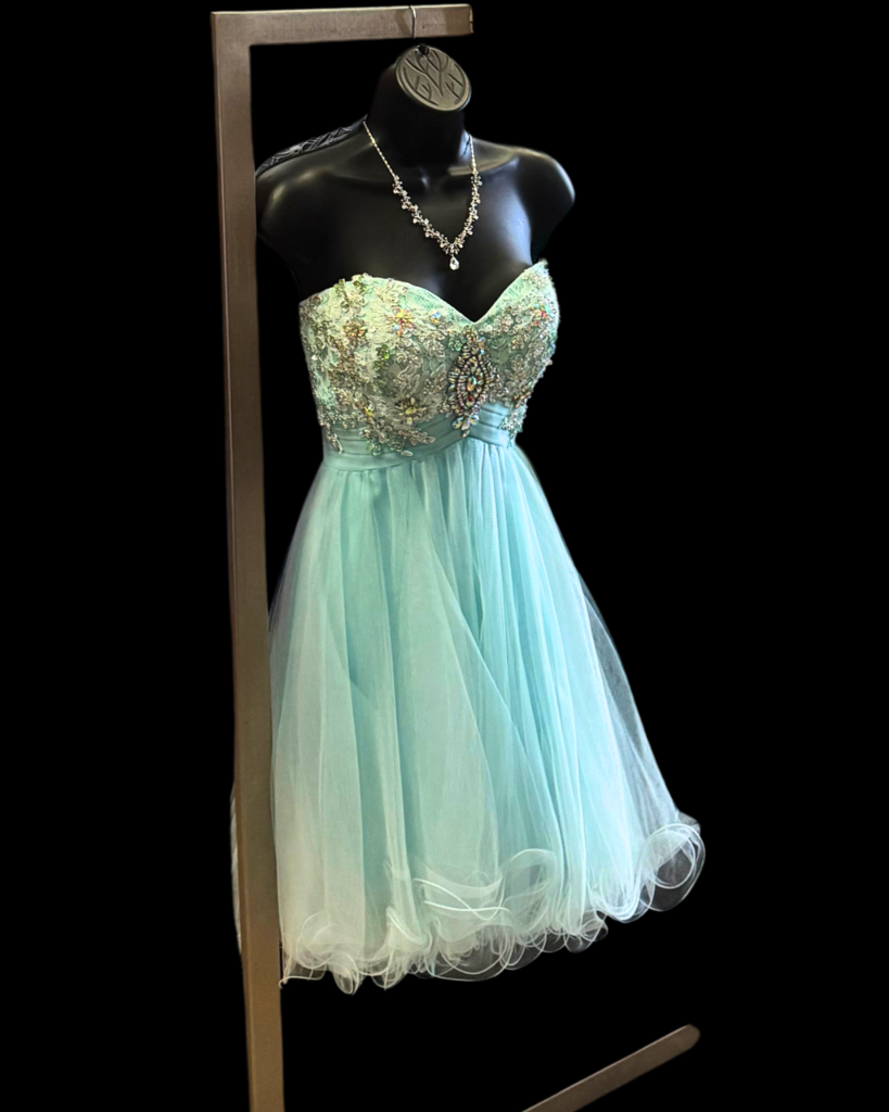 Strapless Sequin Tulle Party Gown