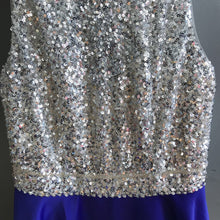 Load image into Gallery viewer, Short Formal Halter Style Open Back Sequin &amp; Satin
