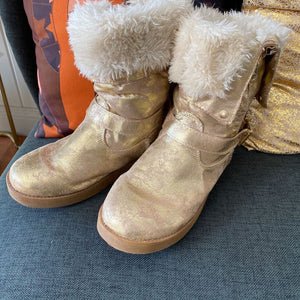 Fur Lined Gold Boots